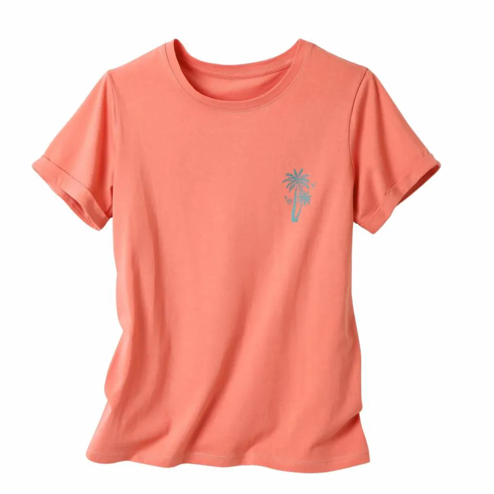 T-shirt manches courtes, imprimé poitrine palmiers