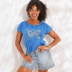T-shirt manches courtes, imprimé placé