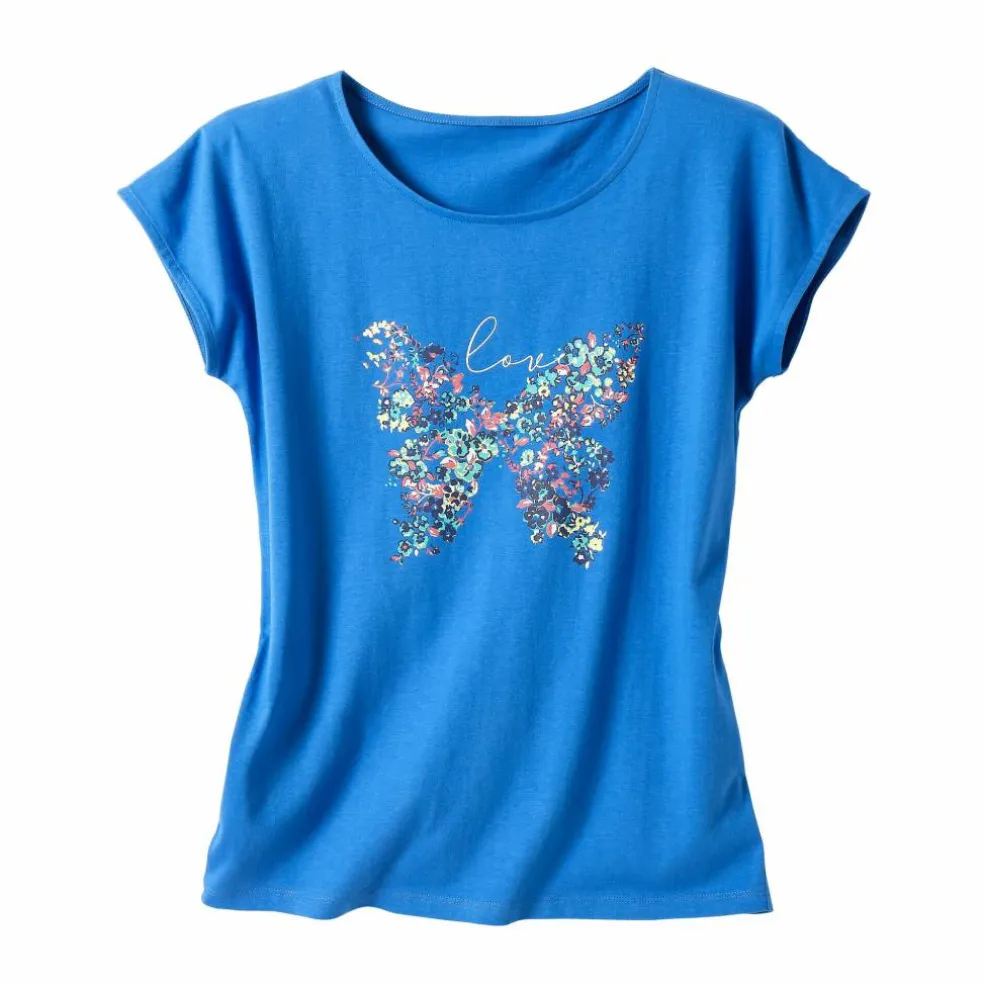 T-shirt manches courtes, imprimé placé "papillon"