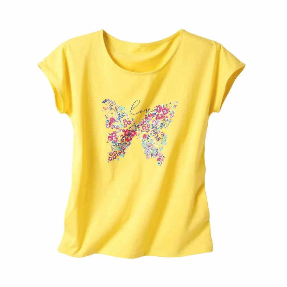 T-shirt manches courtes, imprimé placé "papillon"