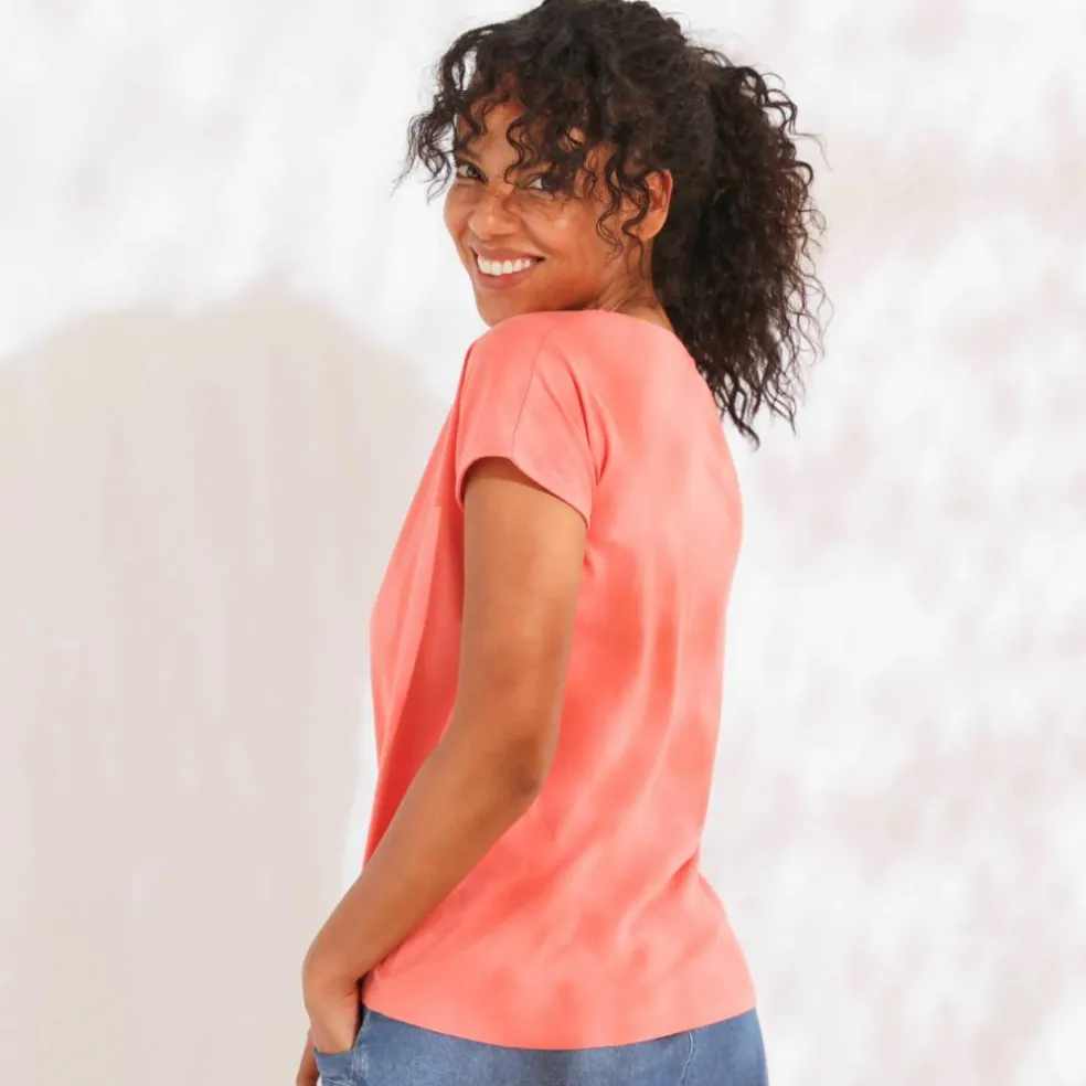 T-shirt manches courtes, imprimé placé "papillon"