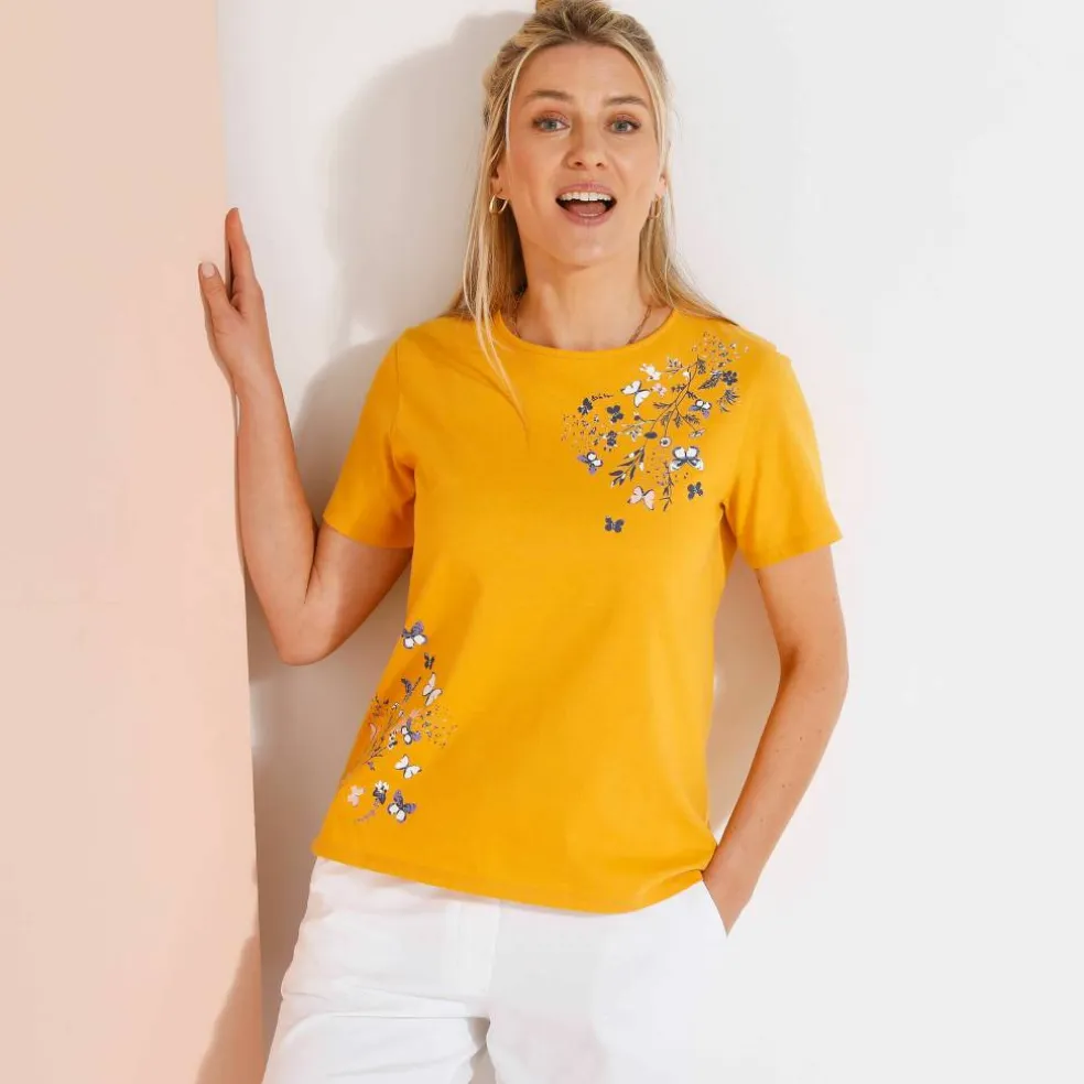 T-shirt manches courtes imprimé papillon