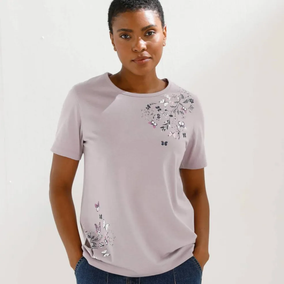 T-shirt manches courtes imprimé papillon
