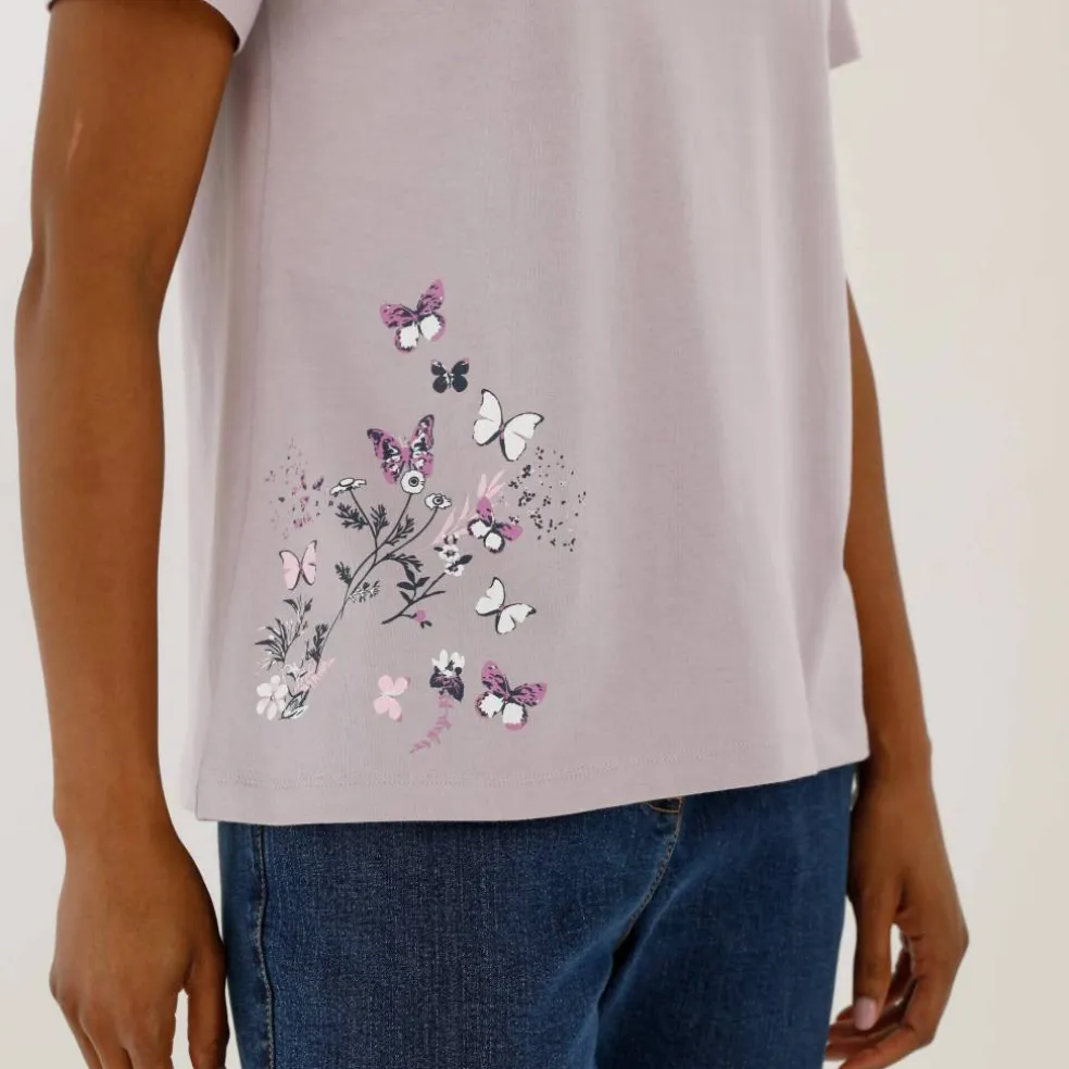 T-shirt manches courtes imprimé papillon