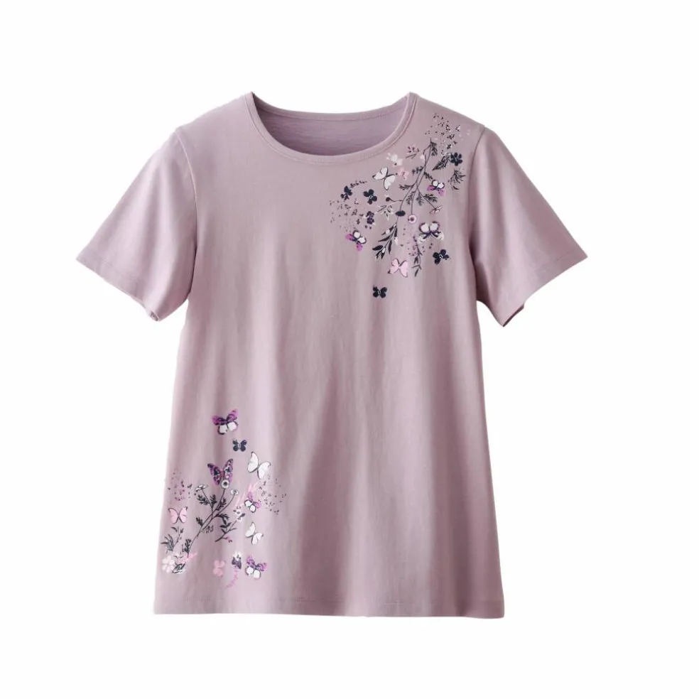 T-shirt manches courtes imprimé papillon