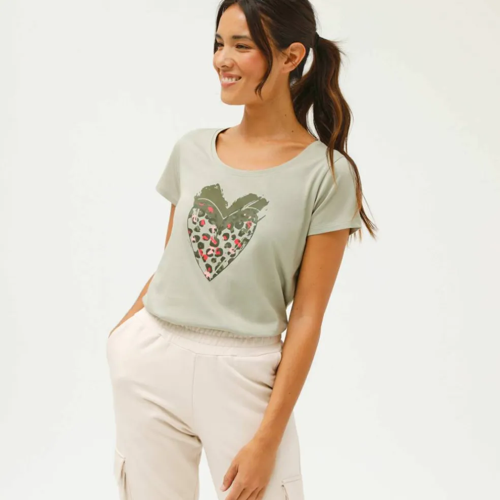 T-shirt manches courtes, imprimé cœur