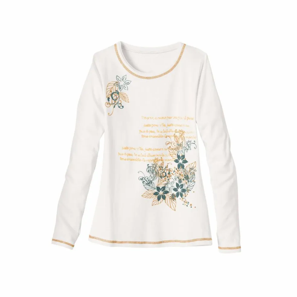 T shirt manches longues imprimé fleuri