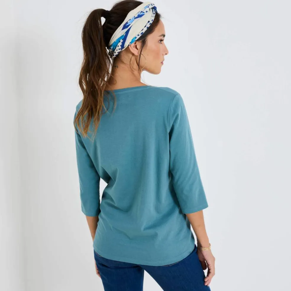 T-shirt manches 3/4 uni, coton