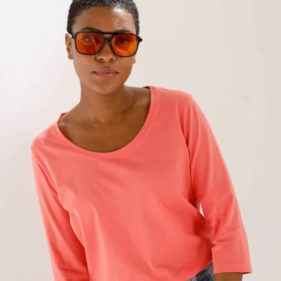 T-shirt manches 3/4 uni, coton