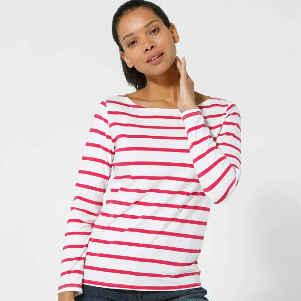 T-shirt marinière manches longues, coton biologique(**)