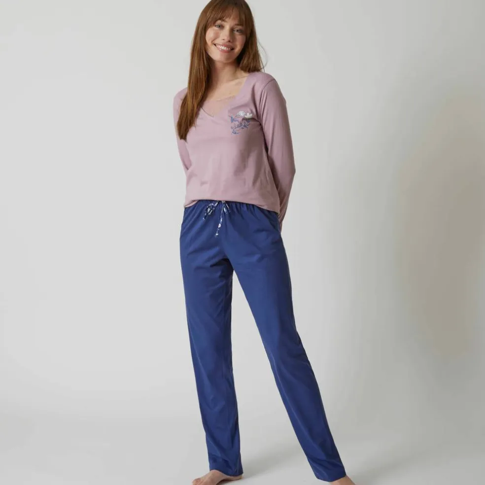 T-shirt pyjama manches longues motif floral imprimé