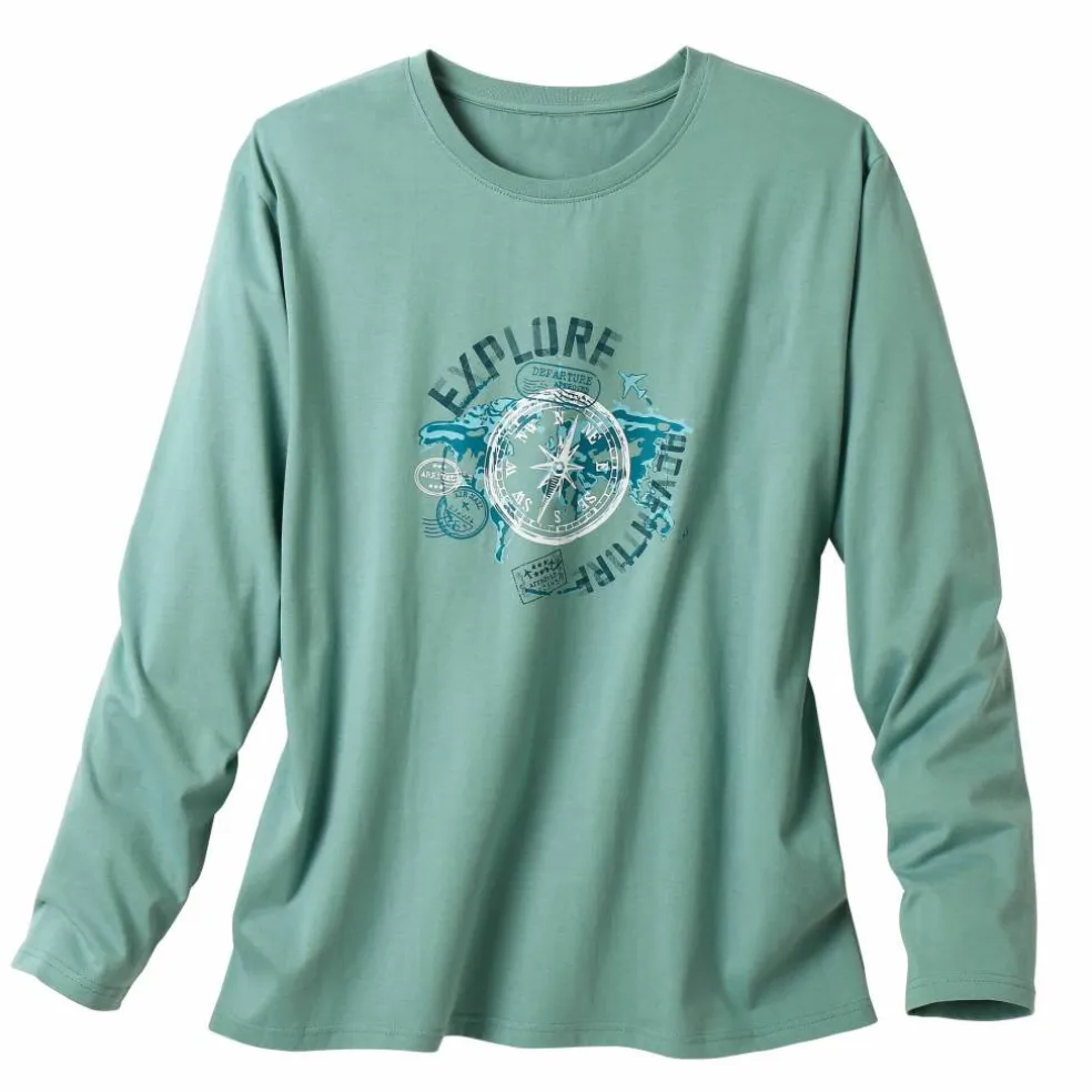 T-shirt pyjama motif devant manches longues