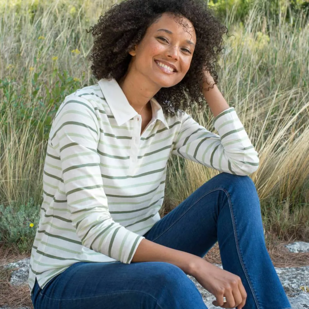 T-shirt rayé col polo, maille jersey