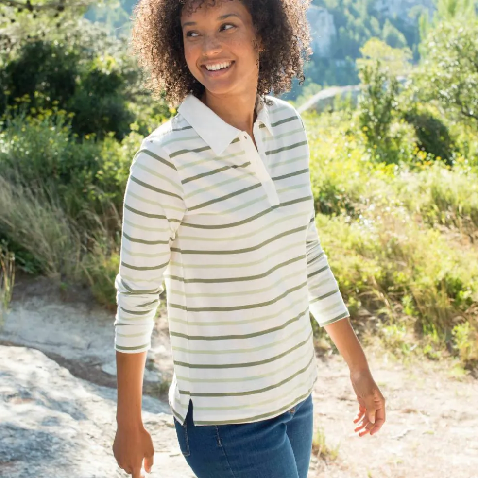 T-shirt rayé col polo, maille jersey