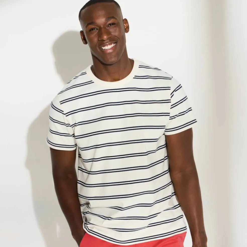 T-shirt rayé col rond manches courtes - coton biologique(**)