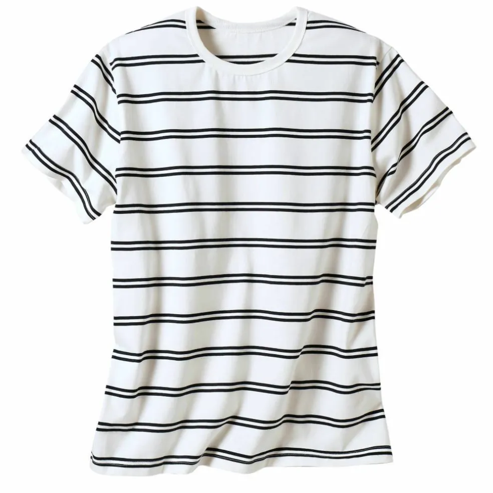 T-shirt rayé col rond manches courtes - coton biologique(**)