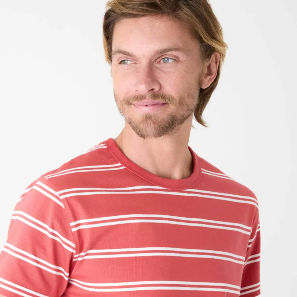 T-shirt rayé col rond manches courtes - coton biologique(**)