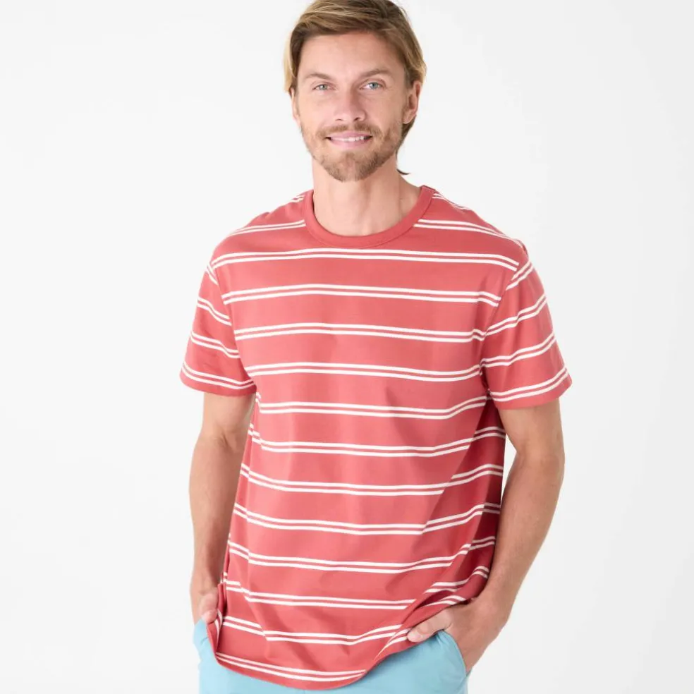 T-shirt rayé col rond manches courtes - coton biologique(**)