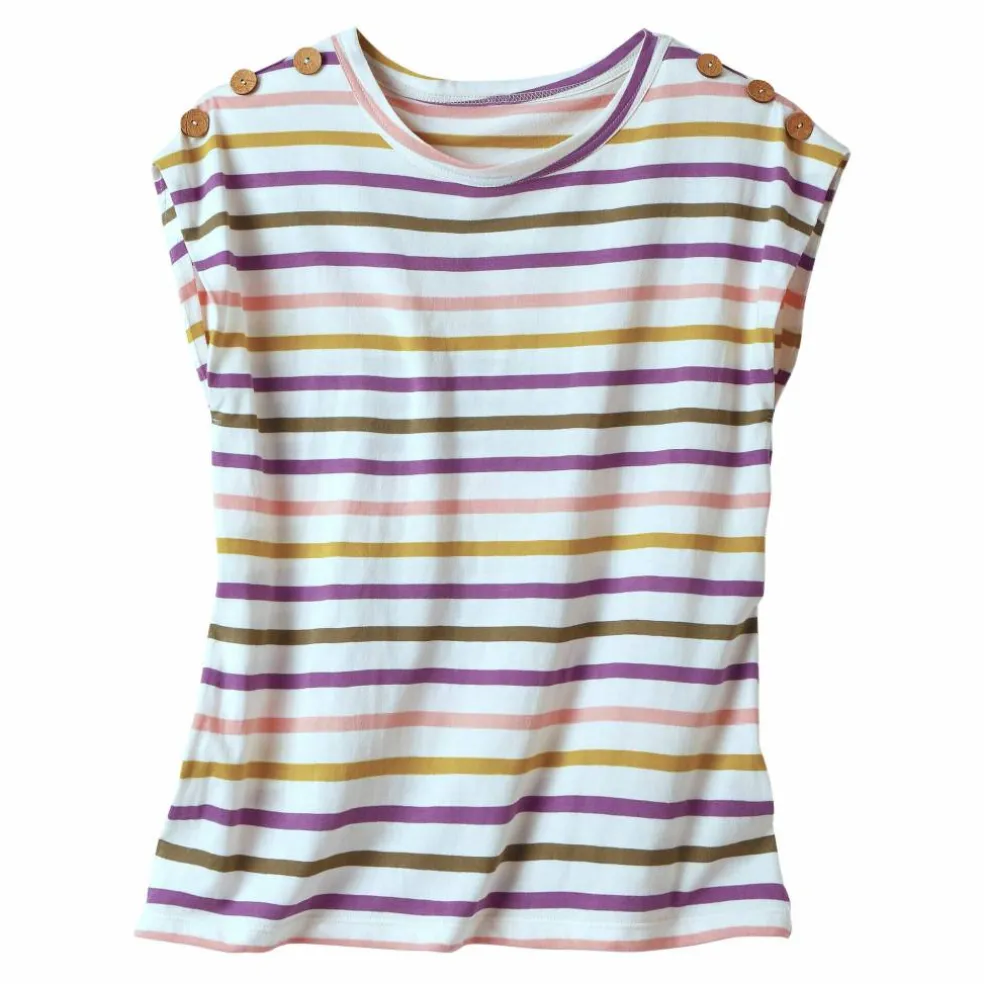 T-shirt rayé détail boutonné maille jersey