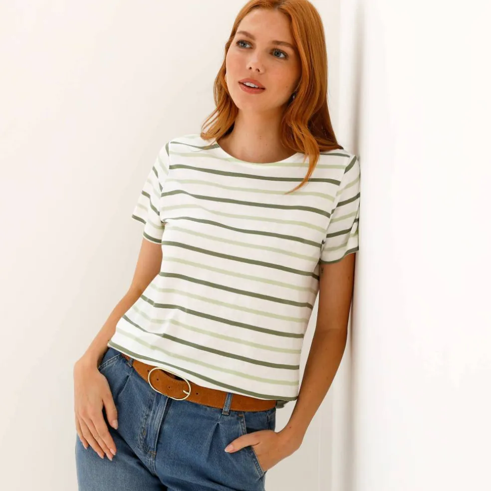 T-shirt rayé manches courtes, maille jersey