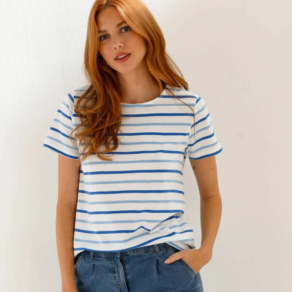 T-shirt rayé manches courtes, maille jersey