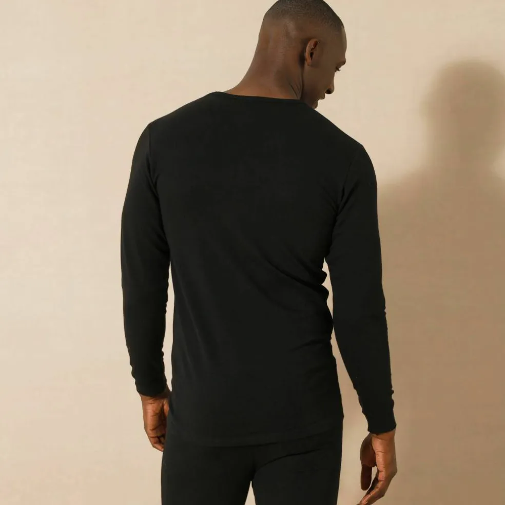T-shirt sous-vêtement homme col V manches longues chaleur modérée - lot de 2