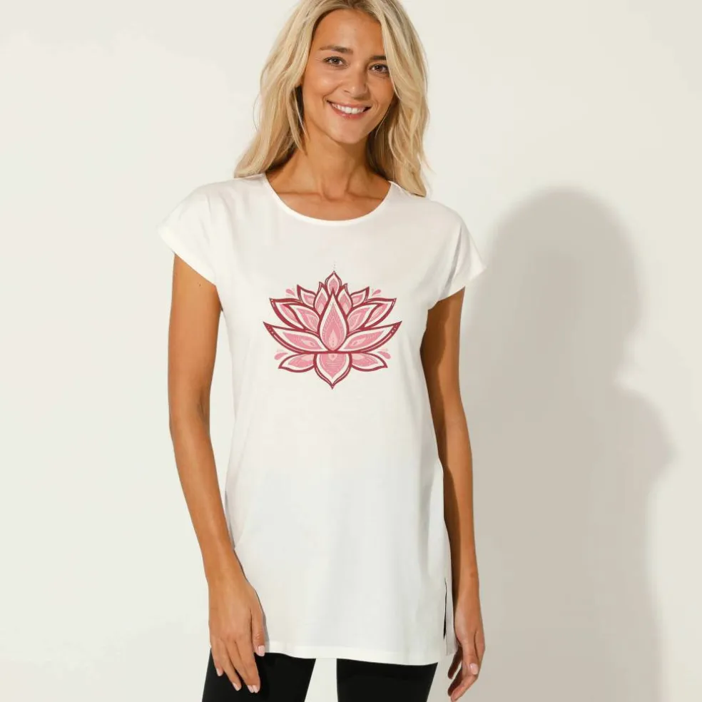 T-shirt tunique, imprimé placé
