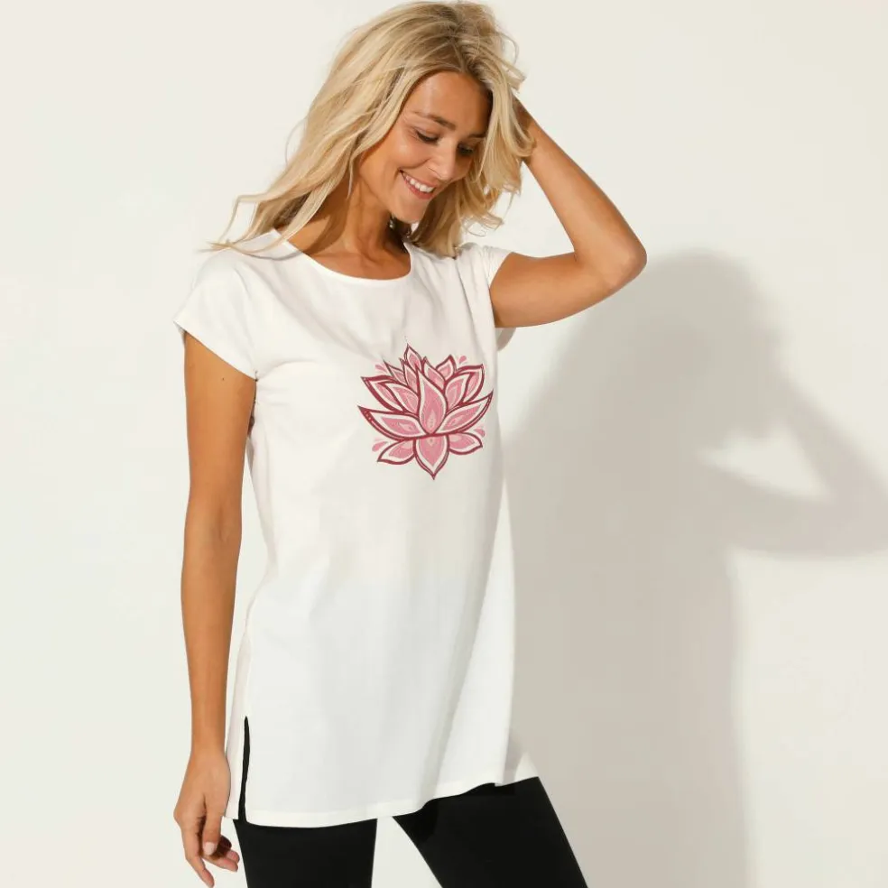 T-shirt tunique, imprimé placé