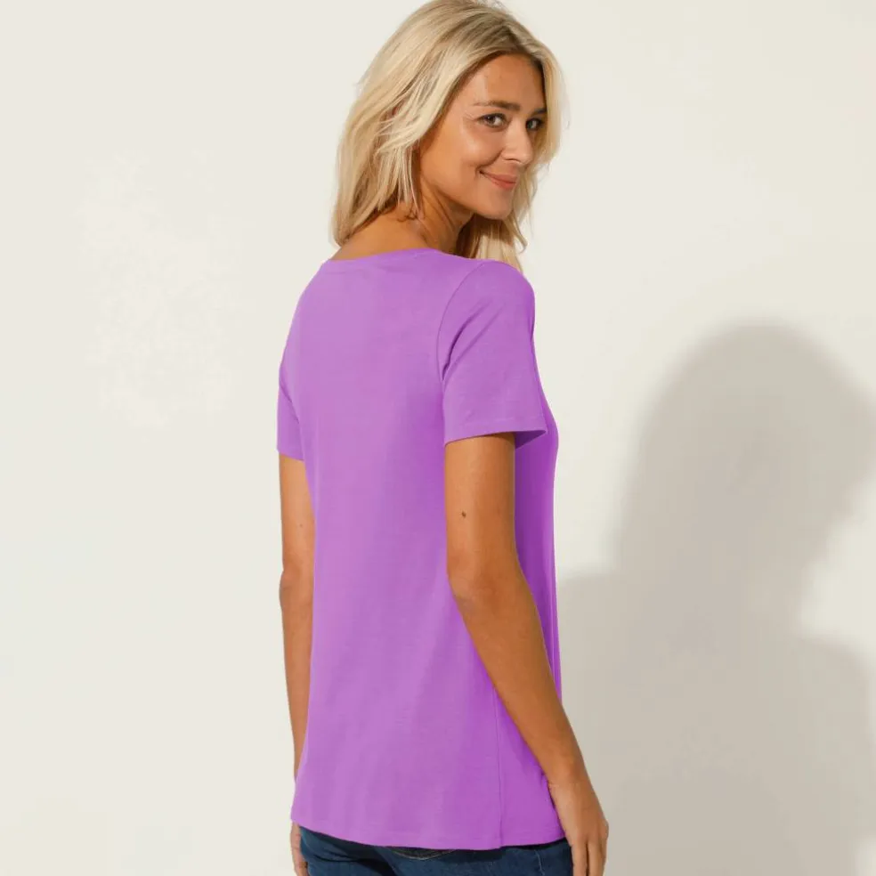 T-shirt uni col rond, coton biologique(**)