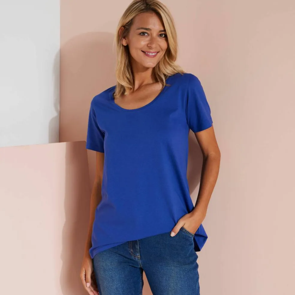 T-shirt uni col rond, coton biologique(**)