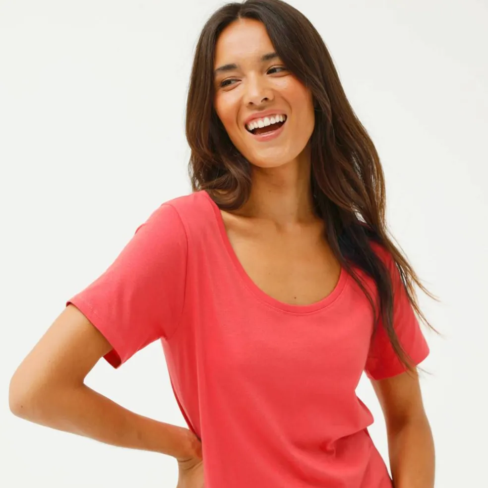 T-shirt uni col rond, coton biologique(**)