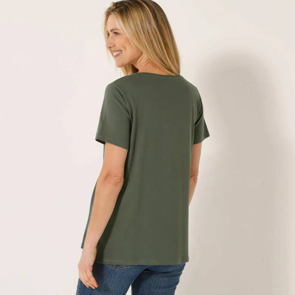 T-shirt uni col rond, coton biologique(**)