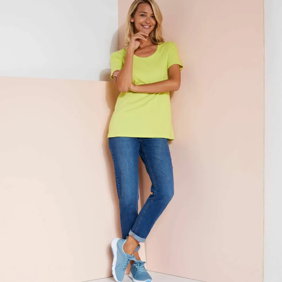 T-shirt uni col rond, coton biologique(**)