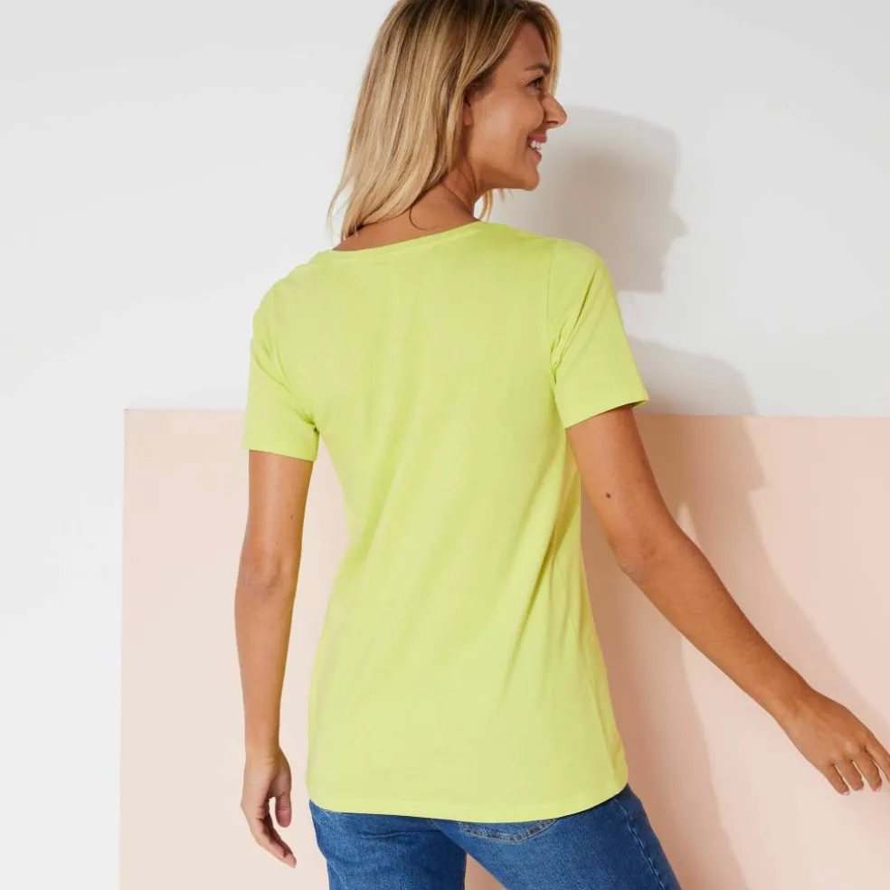 T-shirt uni col rond, coton biologique(**)