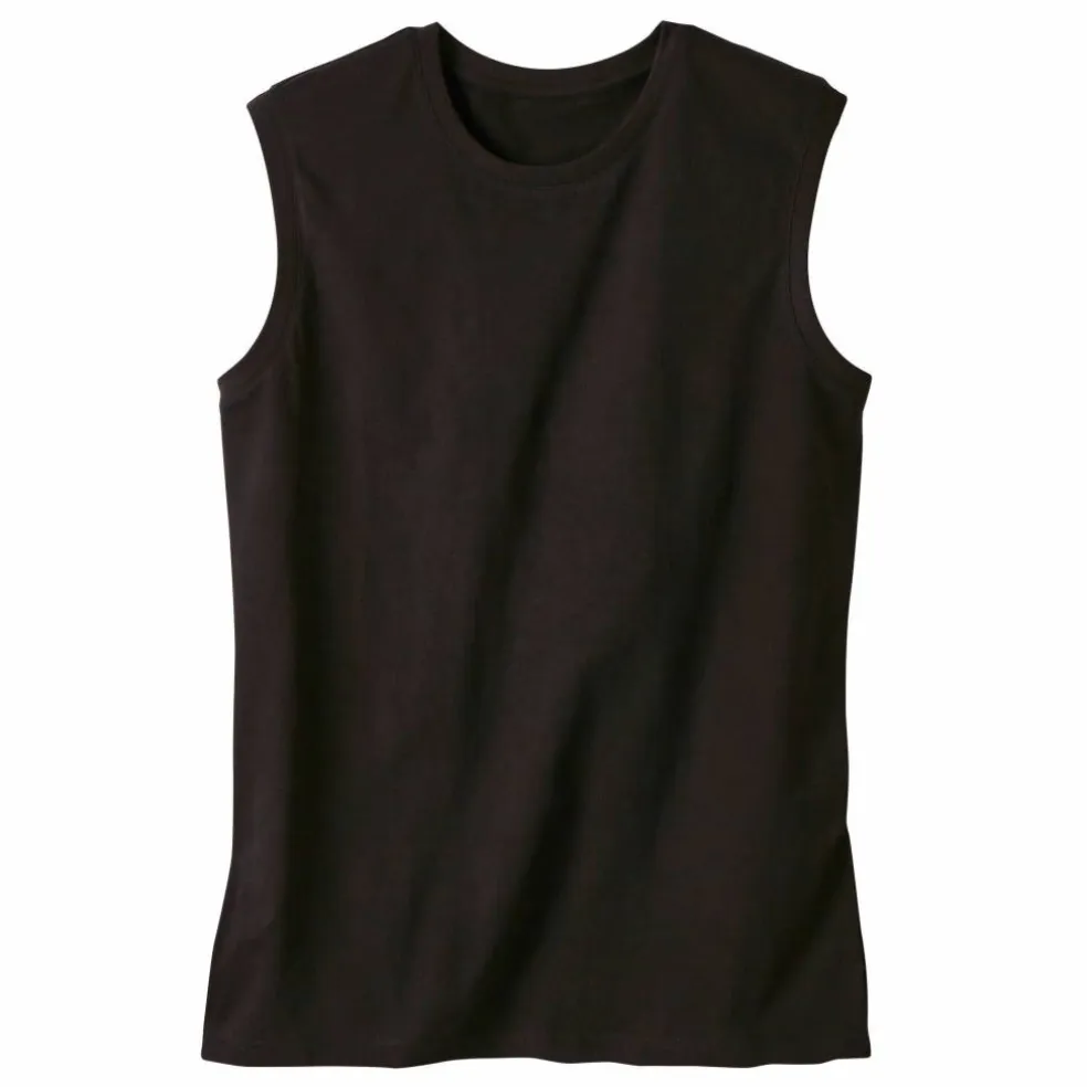 T-shirt uni col rond sans manches