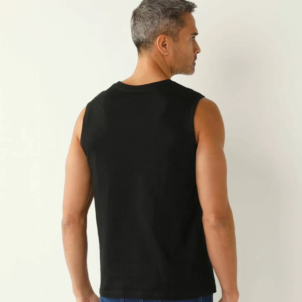 T-shirt uni col rond sans manches