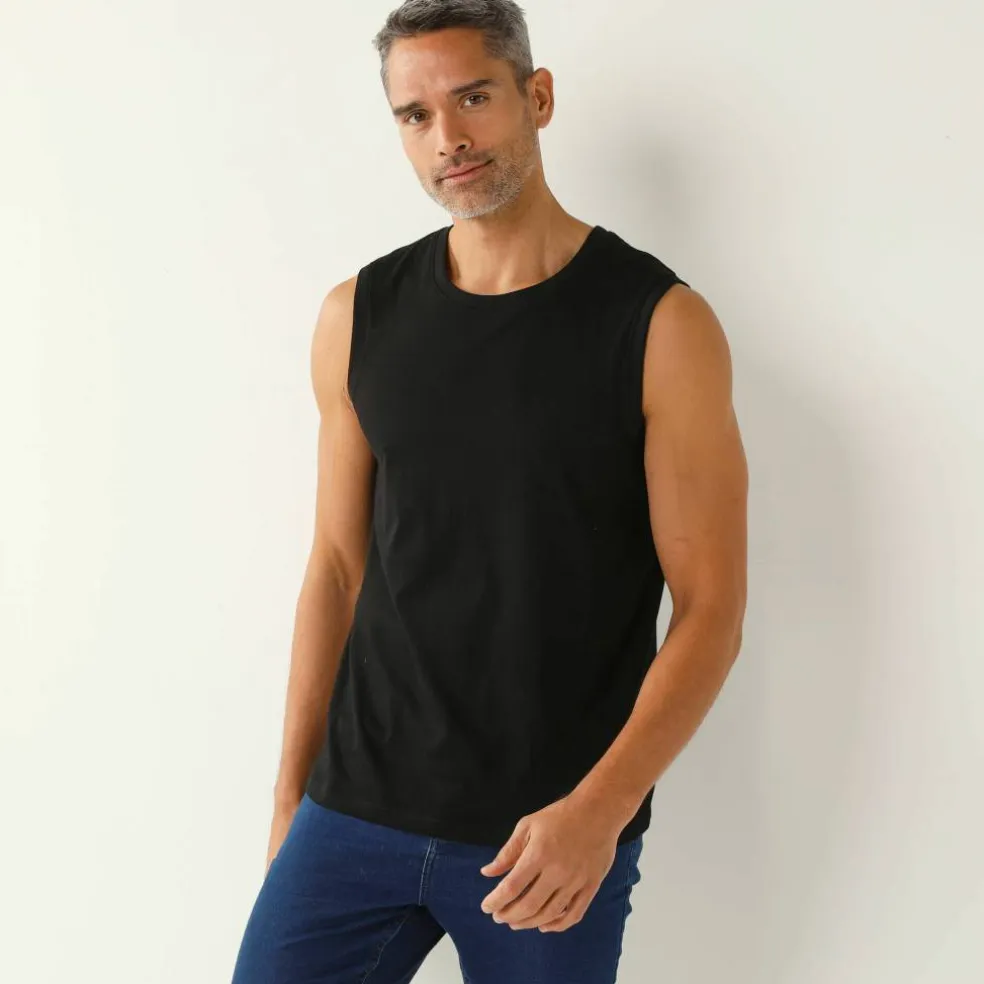 T-shirt uni col rond sans manches