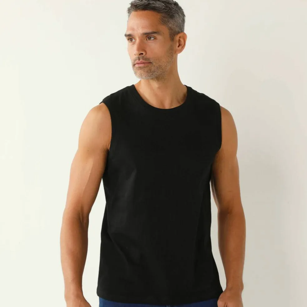 T-shirt uni col rond sans manches