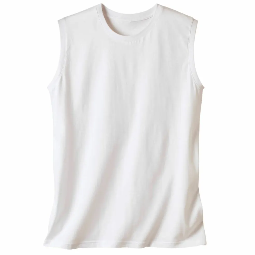 T-shirt uni col rond sans manches