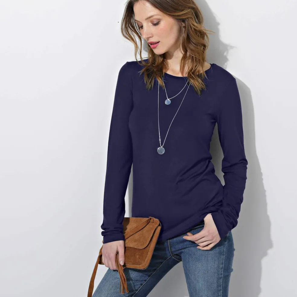 T-shirt uni col rond stretch