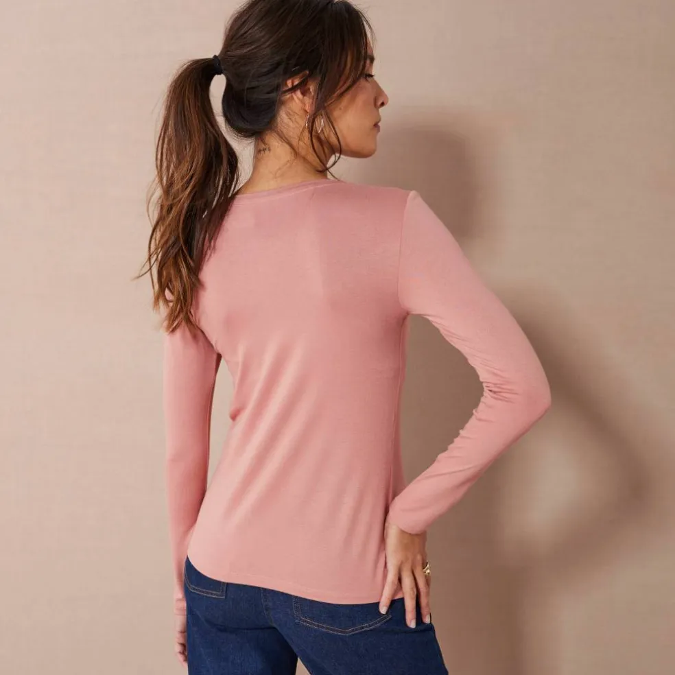 T-shirt uni col rond stretch