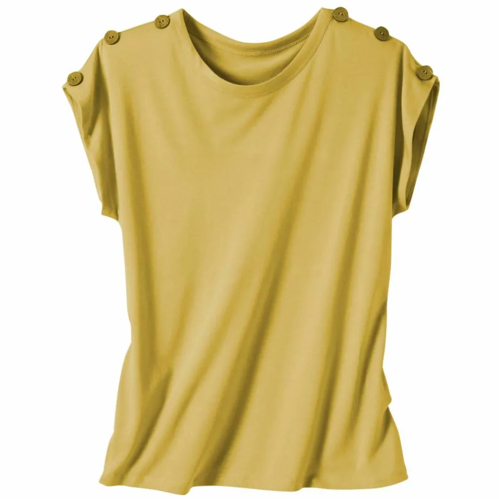 T-shirt uni détail boutonné maille jersey