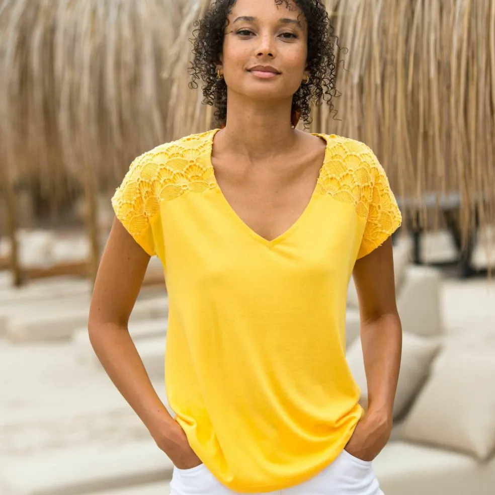 T-shirt uni macramé