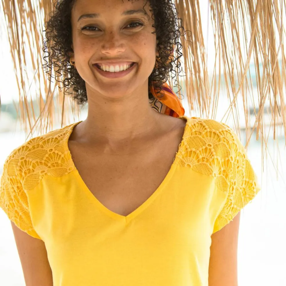 T-shirt uni macramé
