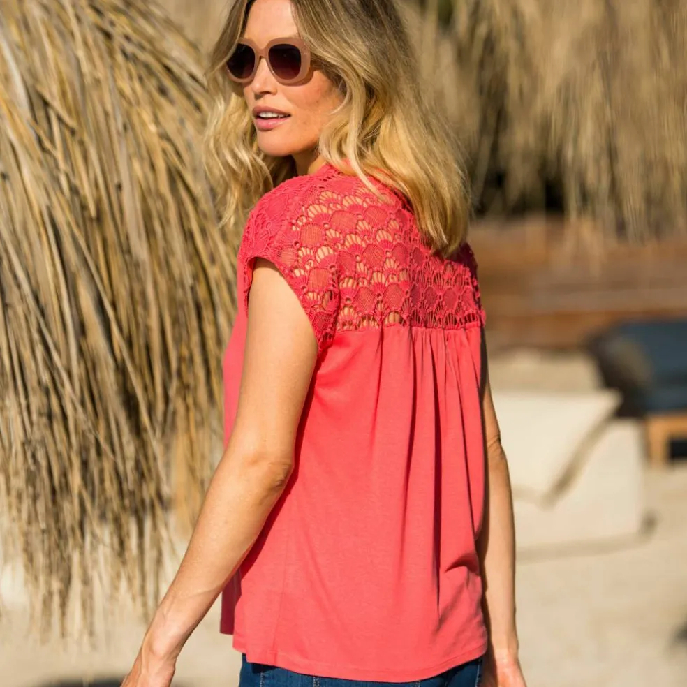 T-shirt uni macramé