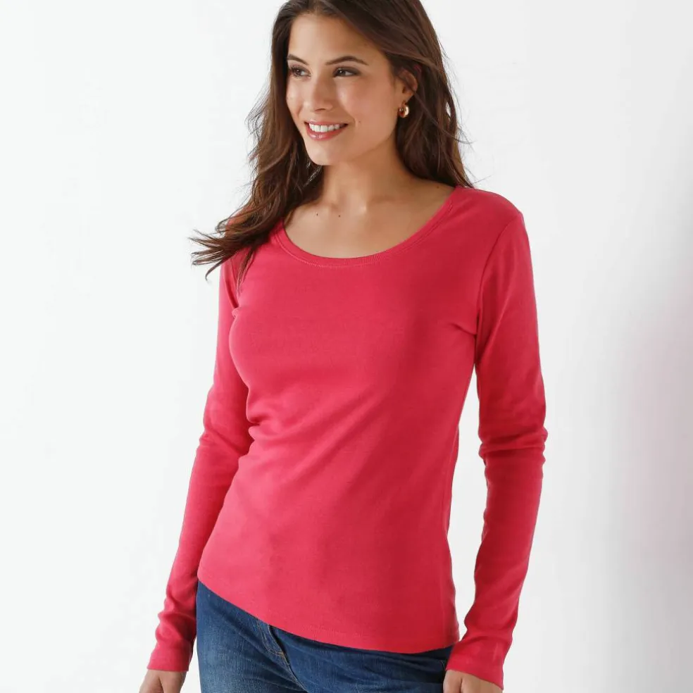 T-shirt uni manches longues en coton biologique(**)