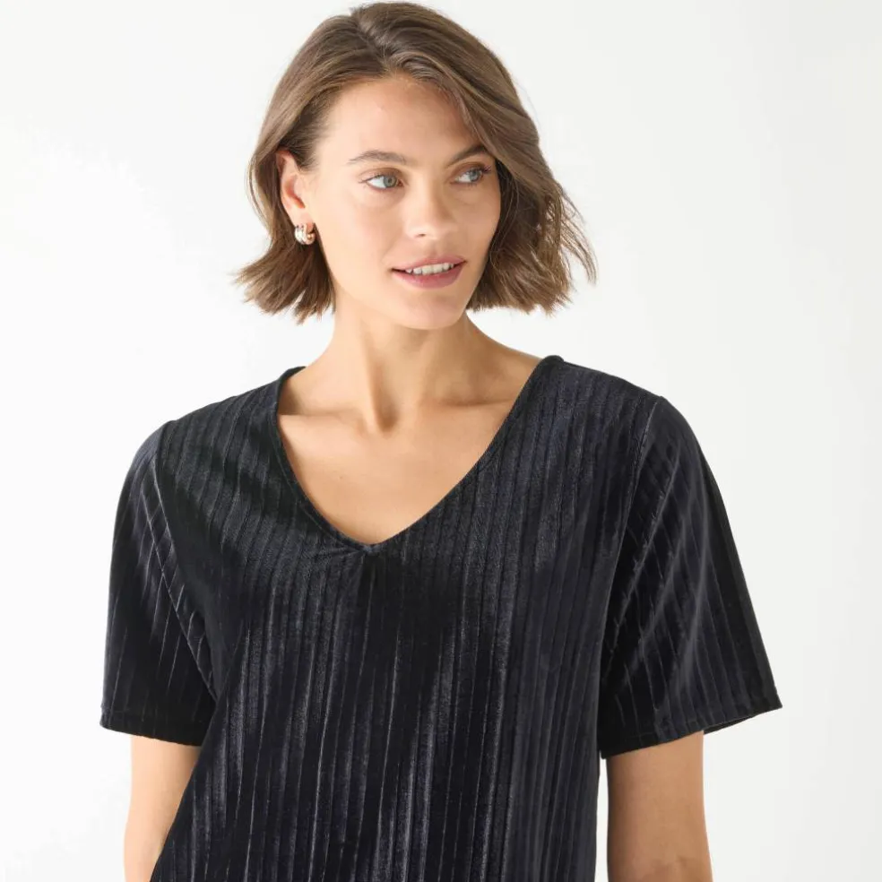 T-shirt velours reliefé manches courtes