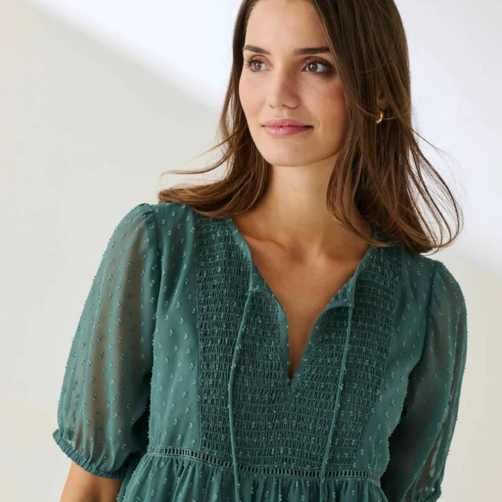 Tunique plumetis unie, polyester recyclé(**)