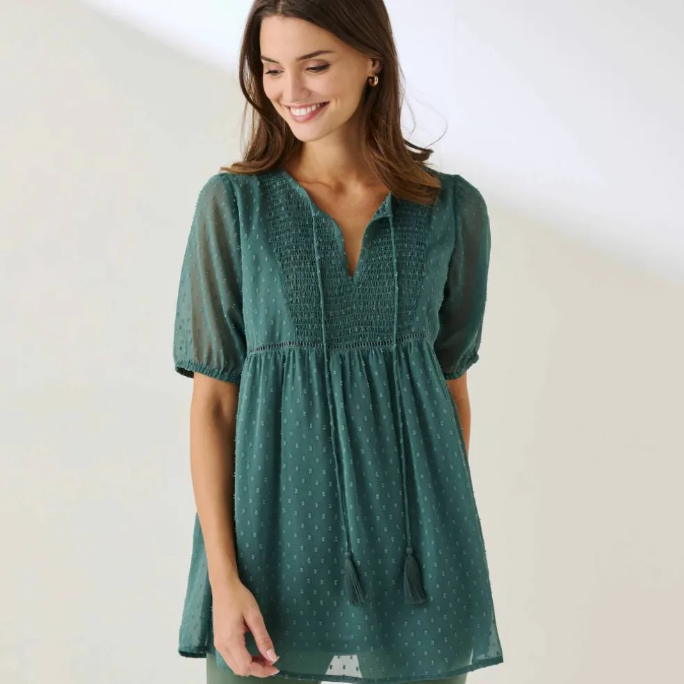 Tunique plumetis unie, polyester recyclé(**)