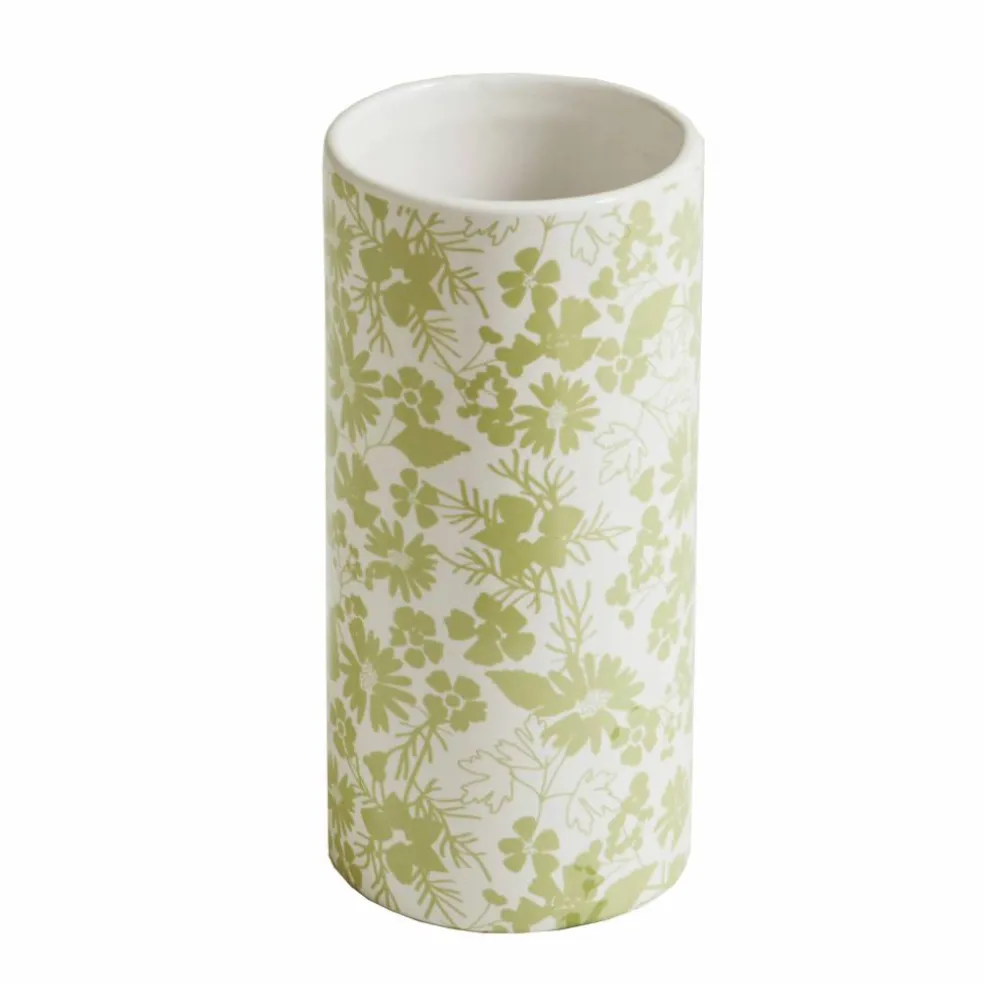 Vase céramique imprimé floral - hauteur 19,5 cm